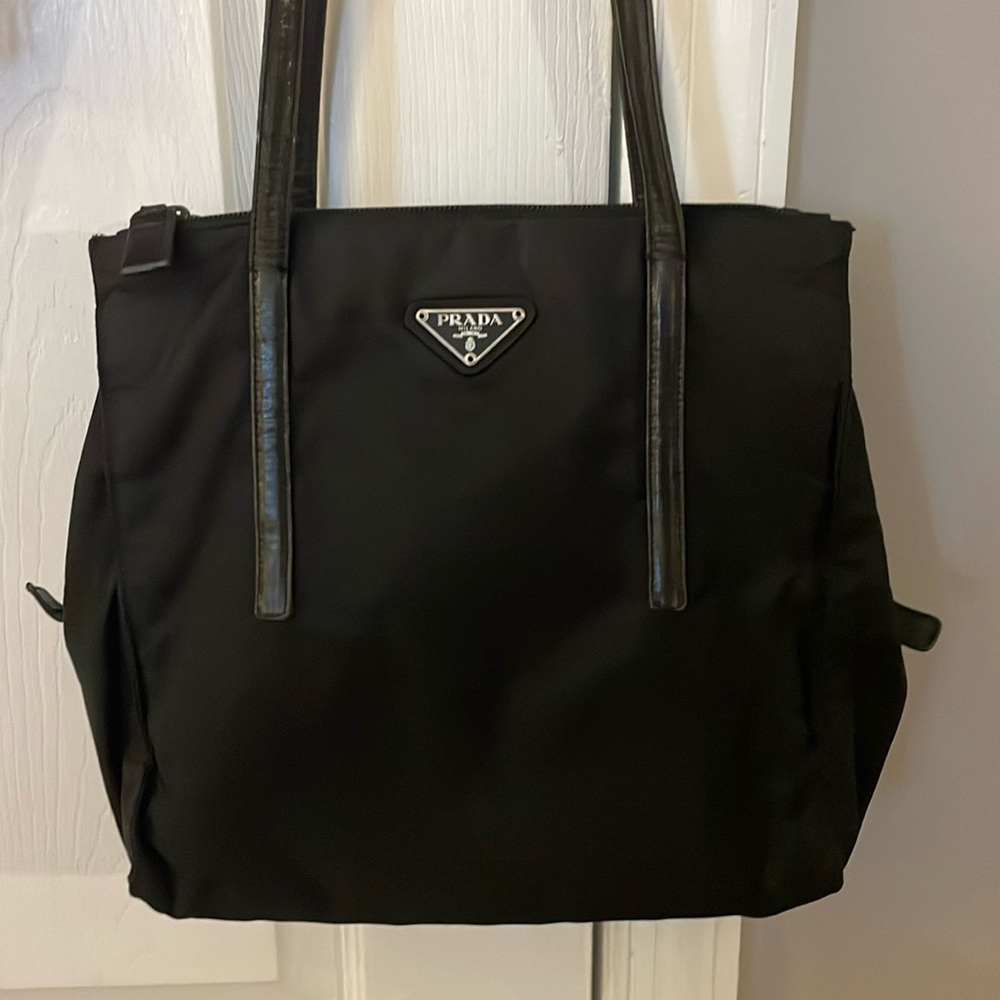 Prada Vintage Black Nylon Shoulder Bag